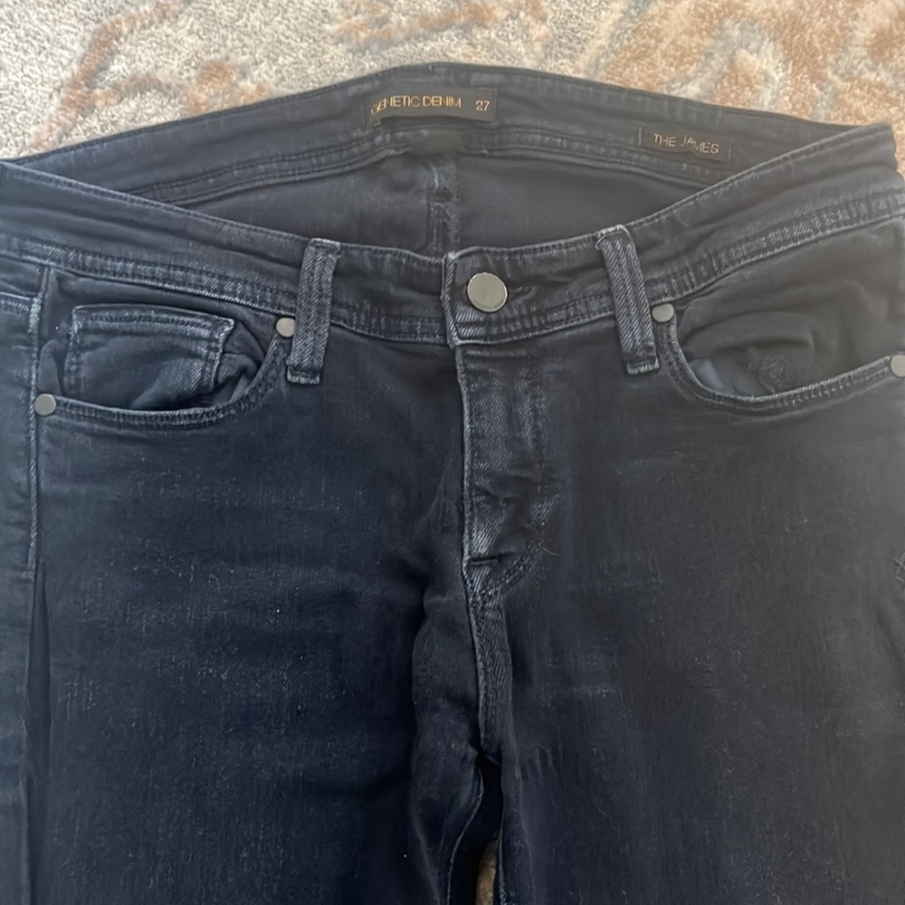 James Jeans skinny size 27 with zipper in the sides at the ankle.